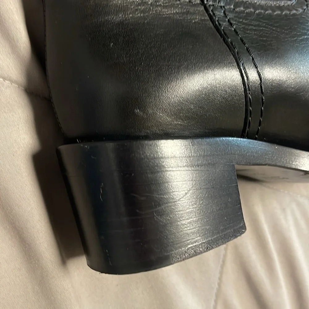 Gucci Vintage Fur Lined Leather Tall Black Gold Heeled Boots Size 4.5